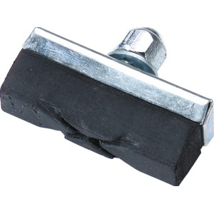 Bremsschuh für Felgenbremsen, 2 Stück, schwarz mit silberner Halterung.