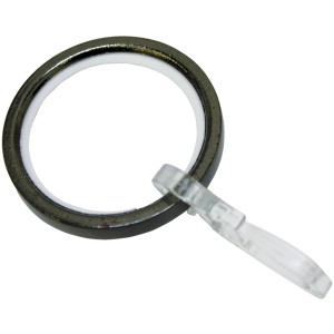 Gardinia Gardinenring Chicago, Titan, 10er-Pack, für 20 mm Stangen. Metallring mit Gleiteinlage und Faltenhaken.