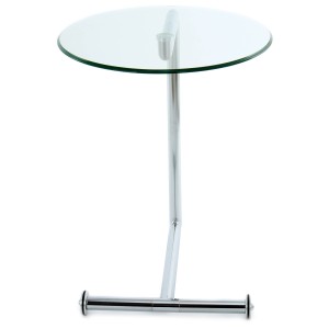 Kayoom Beistelltisch Servant, silbernes Metallgestell, Glasplatte, Ø 46x62cm.
