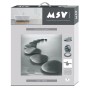 Verpackung des MSV WC-Sitz Kieselstein Grau aus MDF mit Edelstahl-Scharnieren.
