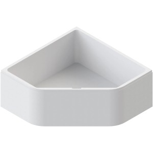 Weiße Ottofond Eckwanne (135x135 cm) als Set mit Wannenträger und Ablaufgarnitur.