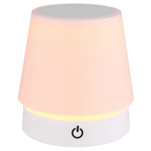 Dimmbare, weiße Globo LED-Tischleuchte Carlos aus Kunststoff, 28 cm hoch.