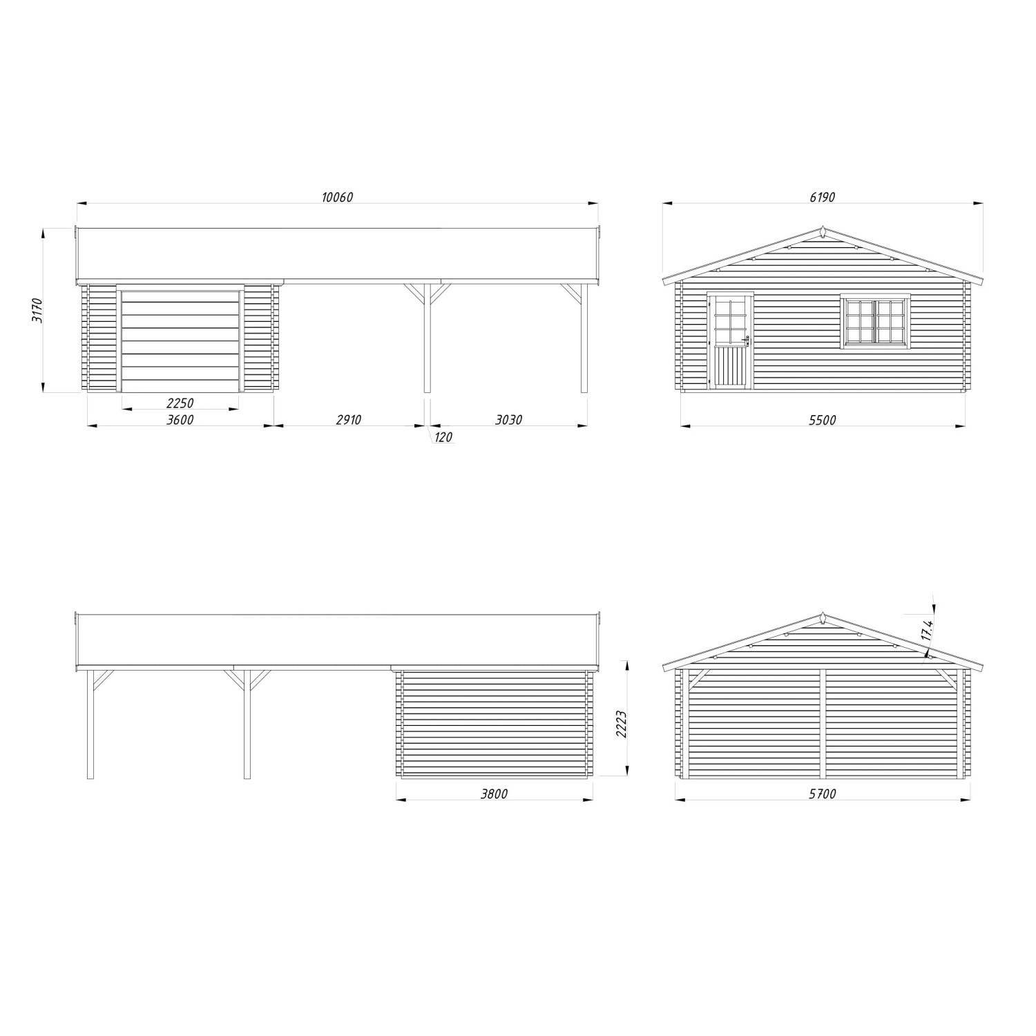 Palmako Garage Roger mit Sektionaltor 953 x 550 cm Naturbelassen FSC®_4