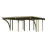 Karibu Doppelcarport Eco aus Holz mit PVC-Dachplatten und stabilen Pfosten.