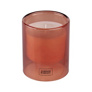 Schöner Wohnen Duftkerze L Sandalwood im bernsteinfarbenen Glas, 9x11cm.