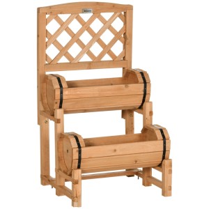 Outsunny Garten-Bett Blumenkasten Tannenholz Gelb 45L x 45B x 80H cm