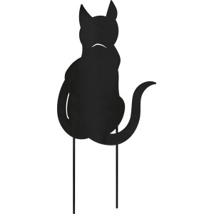 Schwarzer Gartenstecker Katze aus Eisen, dekorative Gartendeko.