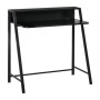 Schwarzer HOMCOM Schreibtisch mit Ablagefach, Kabeldurchlass und Metallgestell. Minimalistisches Design für kleine Räume.