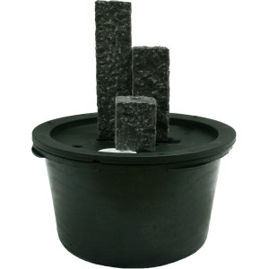 Ubbink Gartenbrunnen Modena mit 3 Granitsäulen und LED-Beleuchtung.