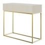 Selsey Veldio Konsolentisch, greige, mit geriffelter Front, Schublade und goldenem Metallgestell.