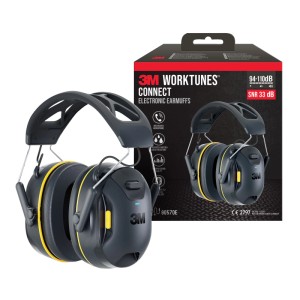 3M WorkTunes Connect Kapselgehörschutz mit Bluetooth, schwarz. Gehörschutz für laute Umgebungen.