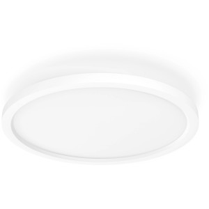 Weiße, runde Philips Hue LED-Deckenleuchte Aurelle mit Dimmschalter, Ø 39,5 cm.
