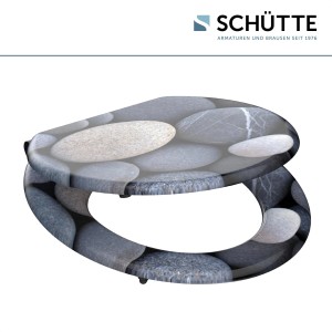 Schütte WC-Sitz Grey Stones mit Absenkautomatik, MDF-Holz mit Stein-Optik.