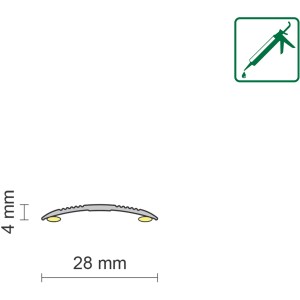 Übergangsprofil simple-fix 25, Alu eloxiert, selbstklebend, 28x4x900mm, silber.