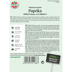 Samenpackung Sperli Paprika 'Fitness Rot F1': Kleine, rote Snack-Paprika für Beet und Kübel.