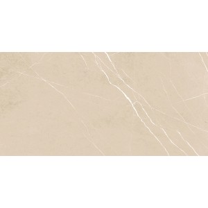 Beige, polierte Feinsteinzeug Bodenfliese, 60x120 cm, mit Marmor-Optik und glänzender Oberfläche.