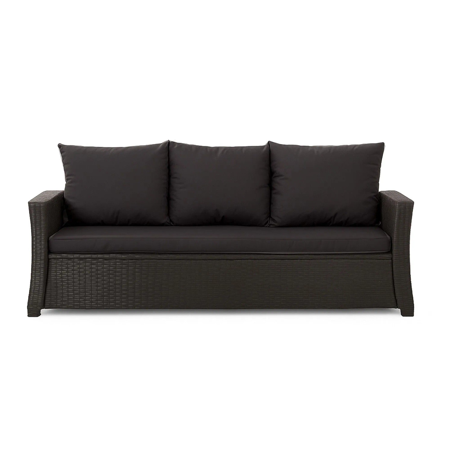 Schwarzes 3-Sitzer Gartensofa mit Kissen Setgarden Mix-Techno für Polyrattan Möbel.