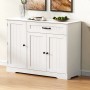okwish Sideboard mit 3 Türen Schublade Wohnzimmer Diele 107x83x40cm Weiß_4