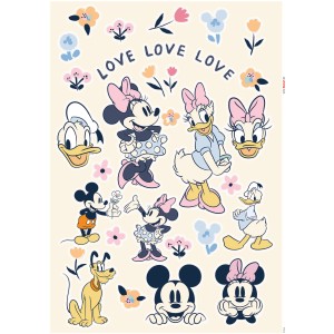 Komar Deko-Sticker Love Love Love (50x70cm) mit Disney-Motiven wie Mickey, Minnie, Donald und Daisy.