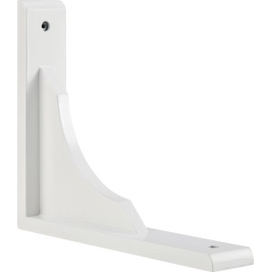 Weißer Holz-Regalwinkel, 22x18x4 cm, zur Wandbefestigung von Regalböden.