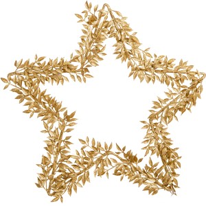 Goldener LED-Deko-Leuchtstern (50 cm) für Wandmontage, gefertigt aus einem filigranen Materialmix.