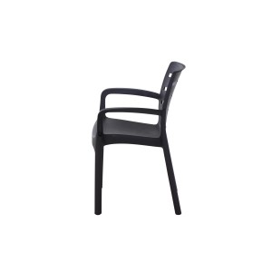 Anthrazitfarbener Progarden Stapelsessel Borneo aus Polypropylen.