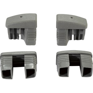 4er Set Fußkappen für Bonlee Stapelstuhl, grau, aus Kunststoff.