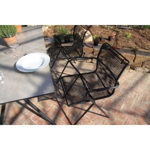 Acamp Alpha Rope Gartenstuhl Set, 6 anthrazitfarbene Stapelsessel mit modernem Seildesign.