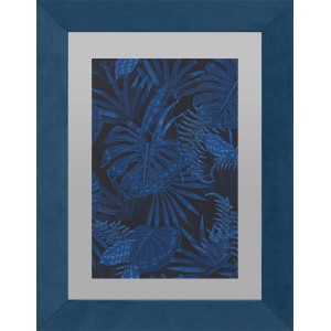 Türkiser Bilderrahmen in Samtoptik Dark Wonder, 10x15 cm, mit tropischem Muster.