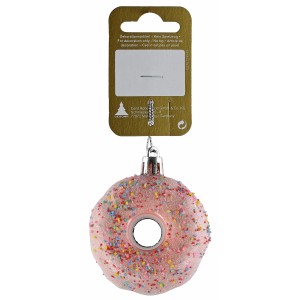 Weihnachts-Deko Donut zum Hängen aus Kunststoff Ø 6 cm x 3 cm Rosa