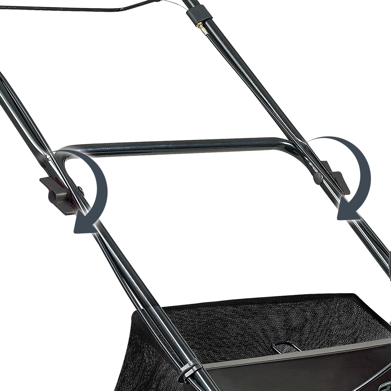 Detailaufnahme: Klappbarer Holm des Einhell Benzin-Vertikutierers GC-SC 2240 P.