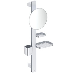 Ideal Standard Beauty Kosmetikspiegel-Set Bar S700 Silver mit Spiegel, Ablagen und Becher.