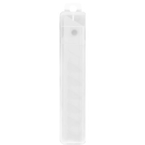 10 Abbrechklingen 18mm in transparenter Box. Gehärteter Stahl für Cuttermesser, präzise Schnitte.