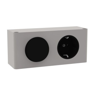 Fackelmann Elektrobox Compact Line, silberfarben, mit Schalter, Steckdose und Klemme für Badmöbel.