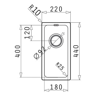 Pyramis Spülbecken Lydia 1B Flacheinbau Edelstahl 18 cm x 40 cm