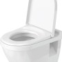 Weißes Duravit Starck 3 Wand WC Set mit offenem Deckel und Absenkautomatik.