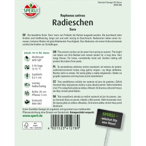 Sperli Radies Sora Samenpackung, rote, runde Radieschen für den Garten.