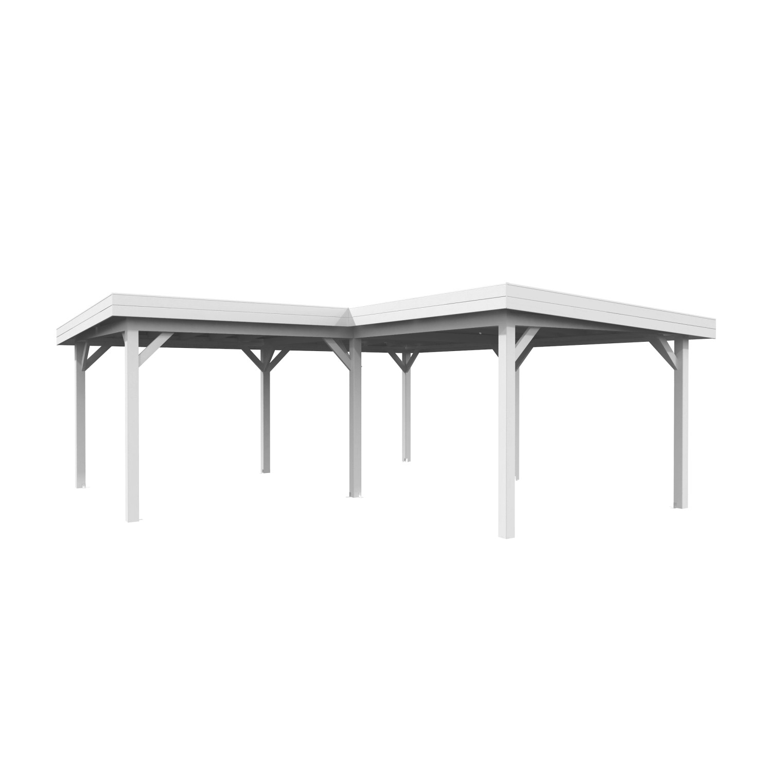 Weißer Palmako Pavillon Lenna 588x588 cm aus Holz, lackiert. Carport mit Pultdach.