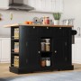 okwish Küchenwagen mit Klappbarer Arbeitsplatte Schublade Gewürzregal 132x40-70x87cm Schwarz_3