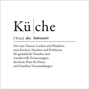 Pro Art Glasbild Küche, 20x20 cm, mit Definition des Wortes "Küche".