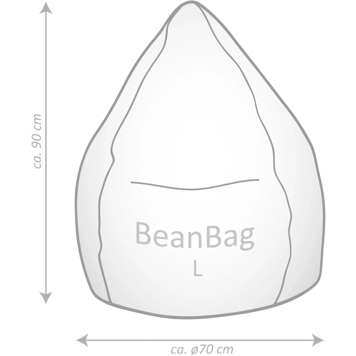 Sitting Point Sitzsack Brava, 90x70 cm, anthrazit. Bequemer Sitzsack für Kinderzimmer.