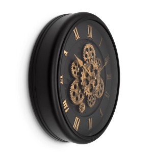 Wall-Art Wanduhr Zahnrad Ø 40 cm Schwarz-Gold