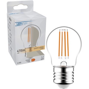 LED-Filament Leuchtmittel E27 Globe G45, 4,5W, warmweiß, mit Verpackung.