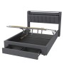 okwish Polsterbett mit Bettkasten LED-Licht Kinderzimmer mit Matratze 140x200cm Grau