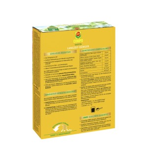 Gelbe Compo Garten Langzeit-Dünger 2 kg Packung. Universaldünger für Gartenblumen, Obst und Gemüse mit Langzeitwirkung.