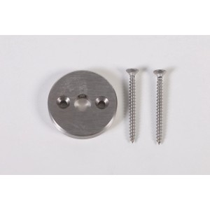 Endkappe Edelstahl V2A mit Schrauben für 40 mm Holzhandlauf als Zubehör für Treppengeländer.