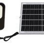 Graue Globo Solarleuchte aus Aluminiumdruckguss mit Solarpanel für den Außenbereich.