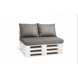 Graues Palettenkissen-Set für Outdoor-Sitzmöbel: Sitzkissen und Rückenkissen für Palettensofa.
