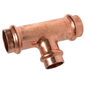 Kirchhoff CU-Reduzier-T-Stück, 28x18x28 mm, blank, für Pressfittings. Kupfer T-Stück Verbinder.