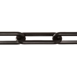 Schwarze Conacord Regenablaufkette aus Polyethylen, Detailaufnahme.